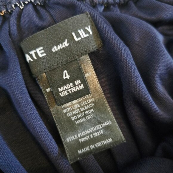 Kate & Lily Women's Maxi Dress Size 4 Navy Blue Long Sleeves Floral Sheer Lined - Picture 10 of 14